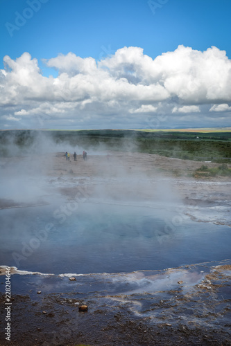 Geysir geyser in Iceland in summer - stopped erupting due to polution caused by tourists