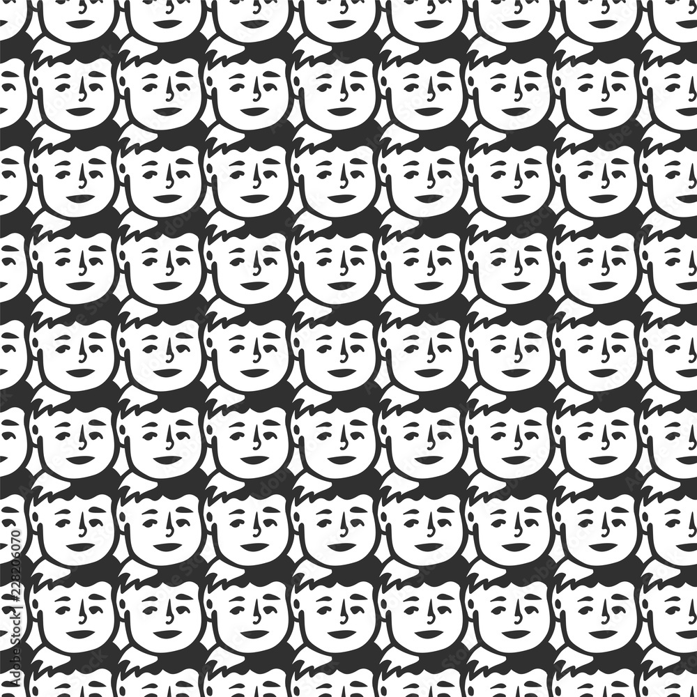 Seamless vector pattern of boy head