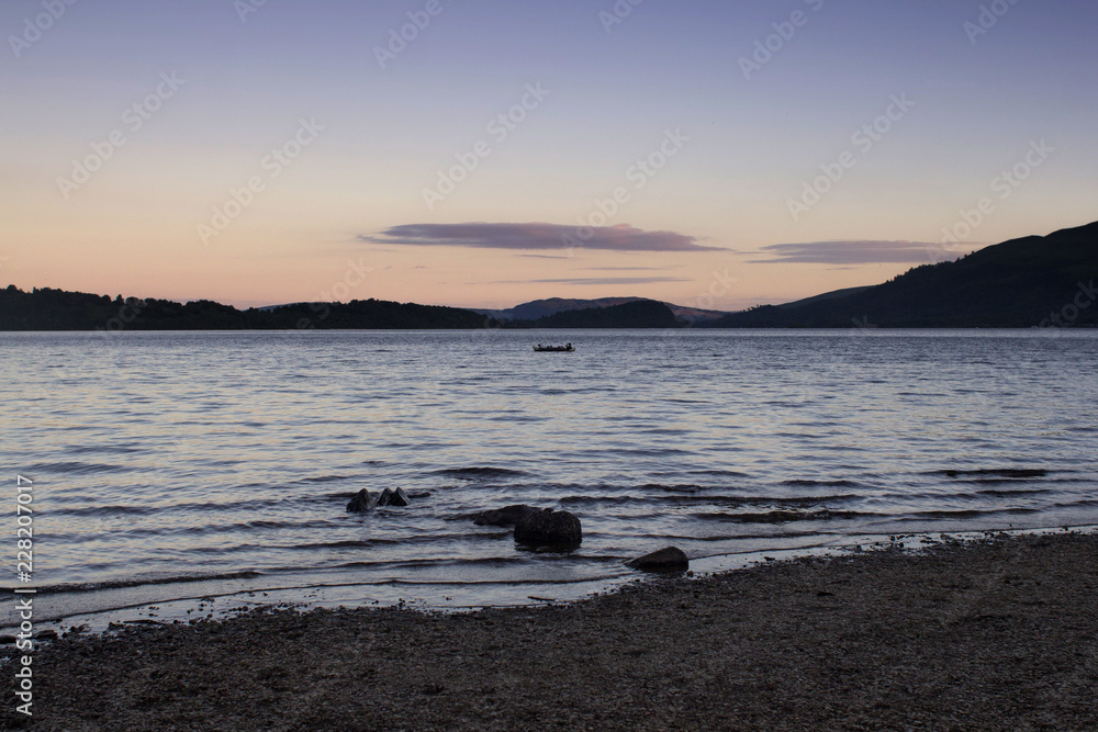 A atmospheric summer sunset over Loch Lomond 