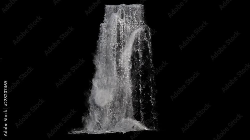 waterfall texture seamless loop, 4k, isolated on black with alpha and separate foam layer