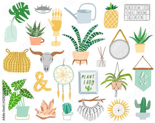 Interior home design vector set. Modern interior designer collection