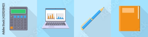 Accounting icon set. Flat set of accounting vector icons for web design