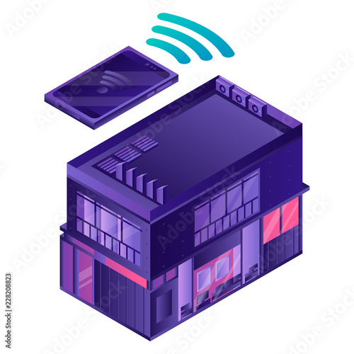 Smart house icon. Isometric of smart house vector icon for web design isolated on white background