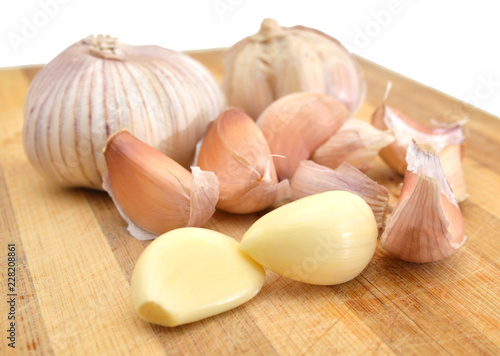 Garlic on wooden board