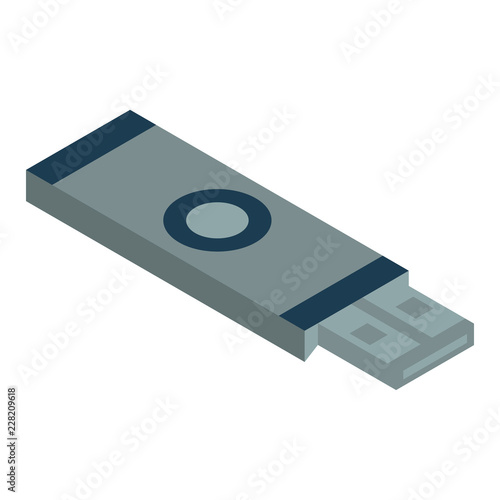 Usb flash memory icon. Isometric of usb flash memory vector icon for web design isolated on white background