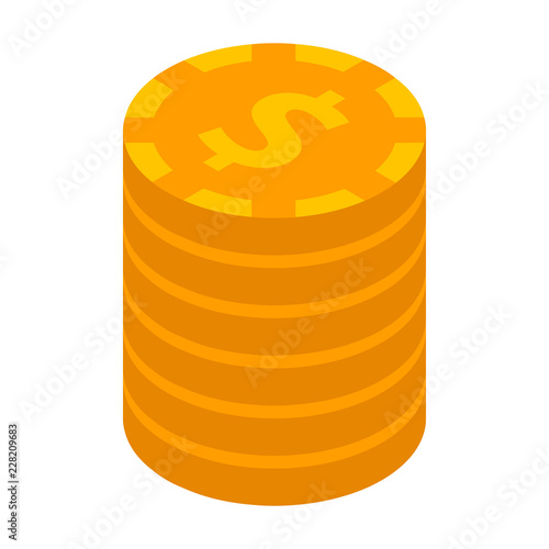 Dollar coin stack icon. Isometric of dollar coin stack vector icon for web design isolated on white background