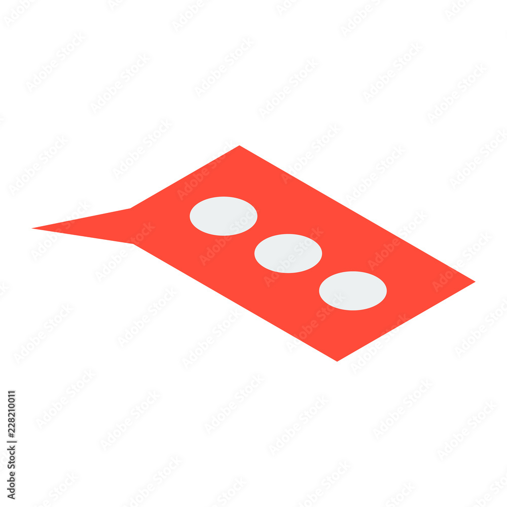 Red chat bubble icon. Isometric of red chat bubble vector icon for web design isolated on white background Red chat bubble icon. Isometric of red chat bubble vector icon for web design isolated on white background