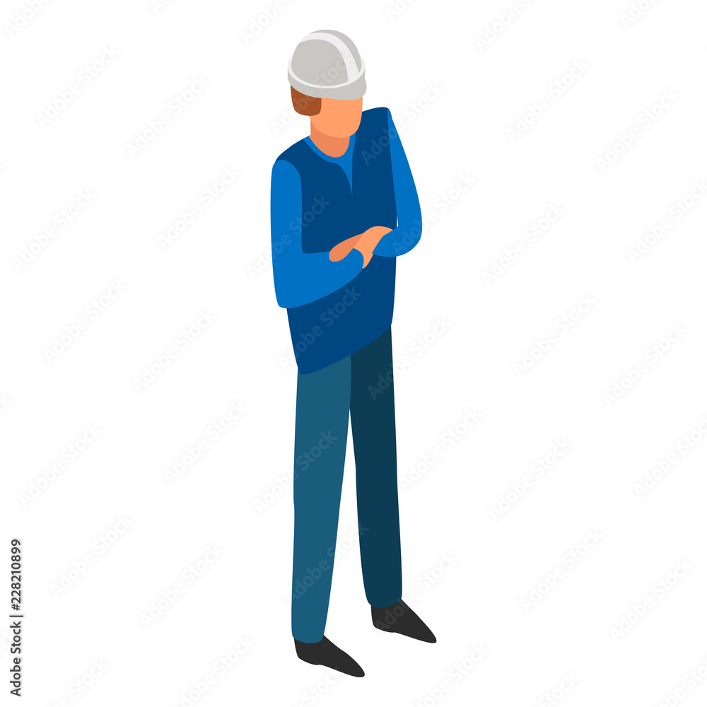 Man boss construction icon. Isometric of man boss construction vector icon for web design isolated on white background Man boss construction icon. Isometric of man boss construction vector icon for web design isolated on white background