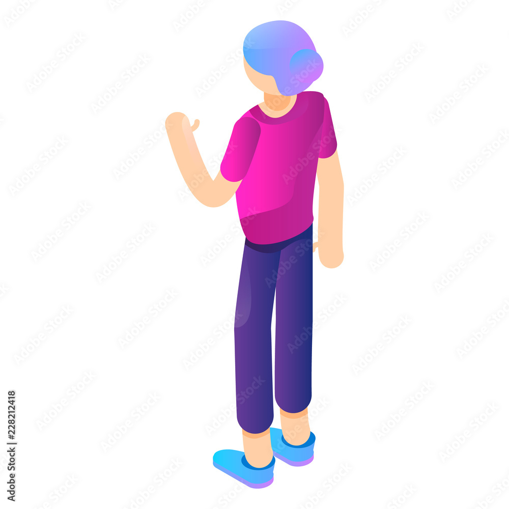 Woman in vr space icon. Isometric of woman in vr space vector icon for web design isolated on white background