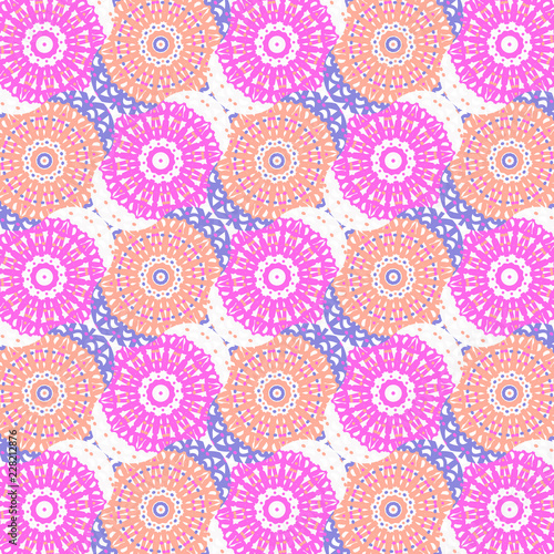 colorful mandala and ogees repeating pattern with cool texture for textile, fabric, backgrounds, backdrops and elegant surface designs. pattern swatch at eps. file