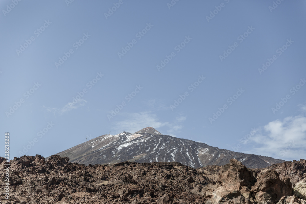 Volcán del Teide, seen from an arid area of volcanic lava