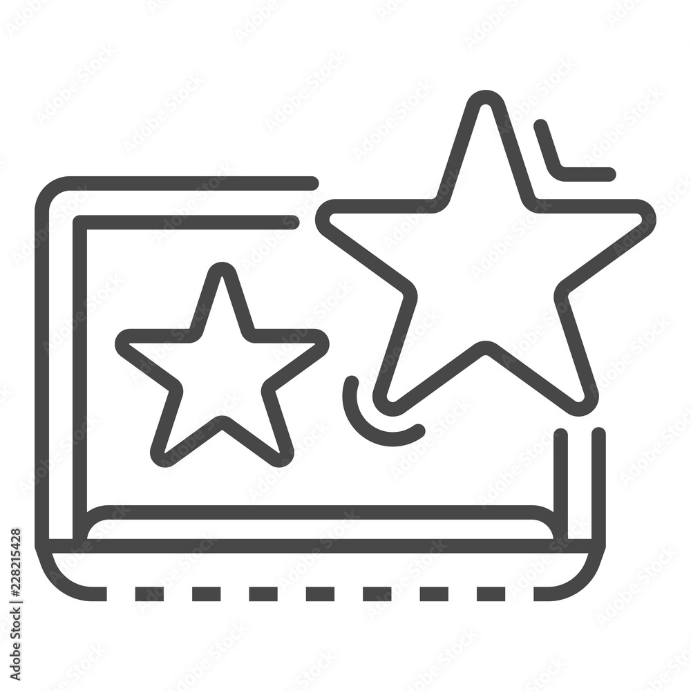 Star on laptop icon. Outline star on laptop vector icon for web design isolated on white background Star on laptop icon. Outline star on laptop vector icon for web design isolated on white background