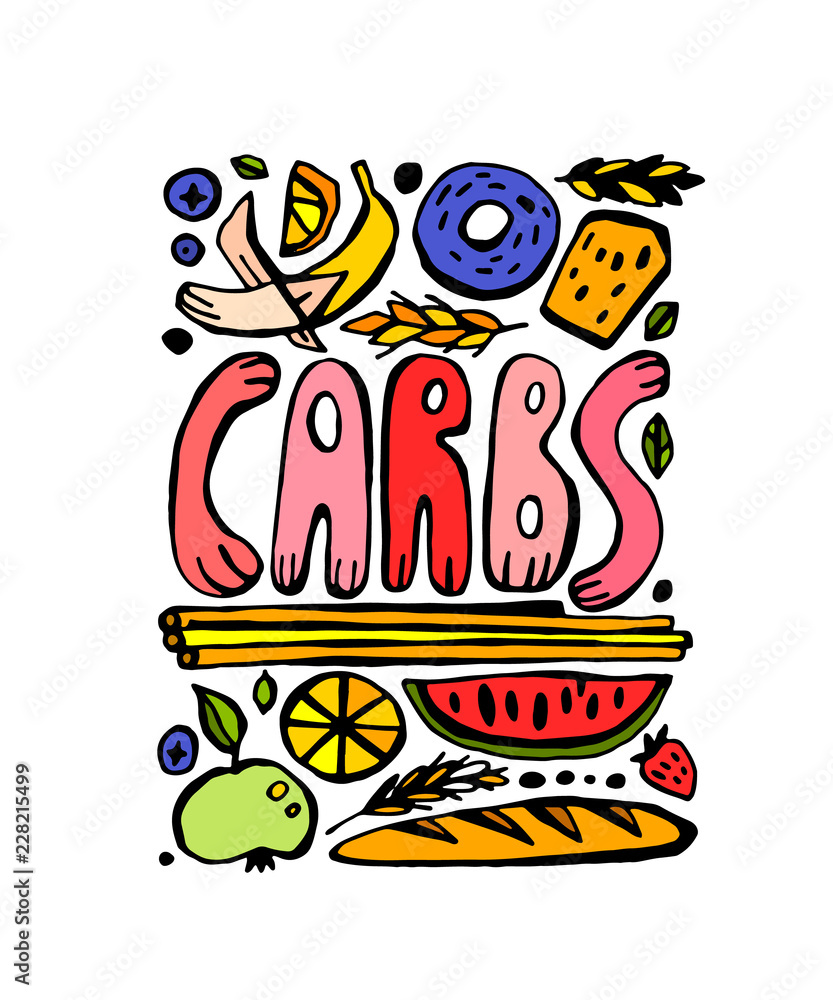 Fototapeta premium Carbohydrates Doodle Poster