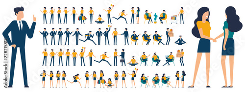 Set of  flat design  characters and poses  photo