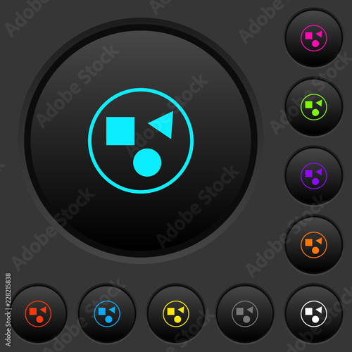 Grouping elements dark push buttons with color icons