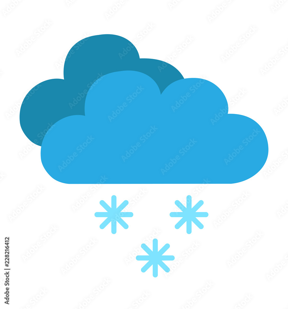 Cloud snow falls icon weather flat vector illustration isolated on white background Cloud snow falls icon weather flat vector illustration isolated on white background