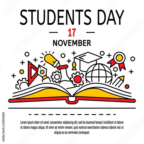 Students day concept background. Outline illustration of students day vector concept background for web design