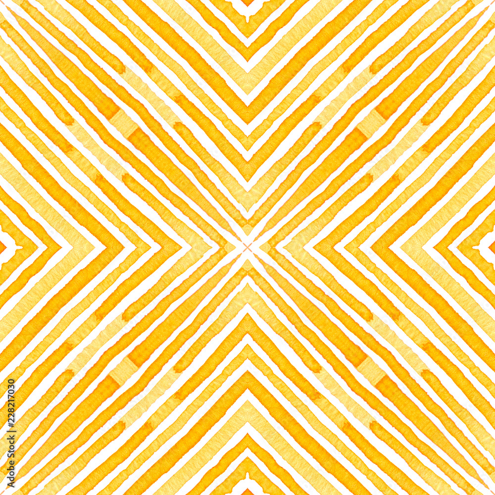 Obraz premium Orange Geometric Watercolor. Delicate Seamless Pattern. Hand Drawn Stripes. Brush Texture. Eminent C