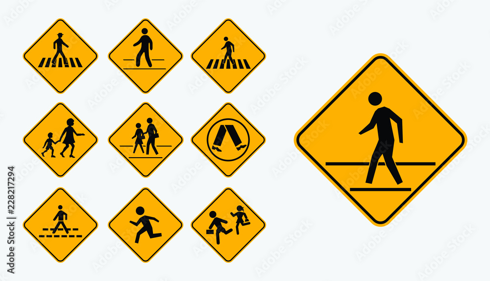 Set of pedestrian walk sign. easy to modify Set of pedestrian walk sign. easy to modify