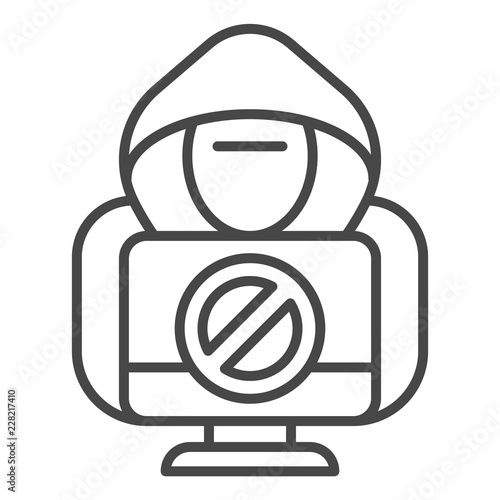 No hacker activity icon. Outline no hacker activity vector icon for web design isolated on white background