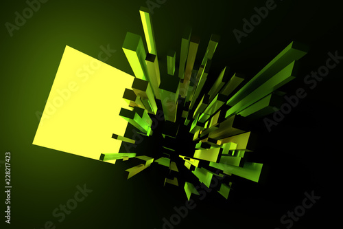 Abstract colorful lighting, pillar block or shapre. Wallpaper for graphic design. 3D rendering.