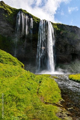 Seljalandsfoss waterfall  Iceland - uncrowded side view