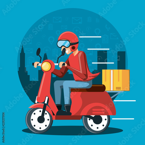 courier man of logistic service in motorcycle