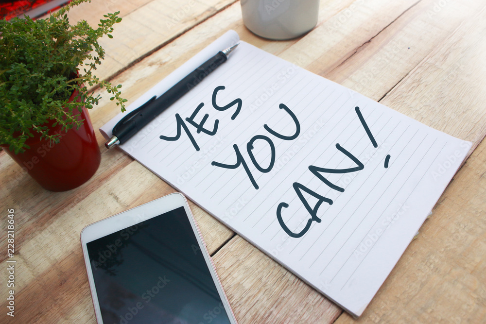 Yes You Can Motivational Words Quotes Concept Stock Photo