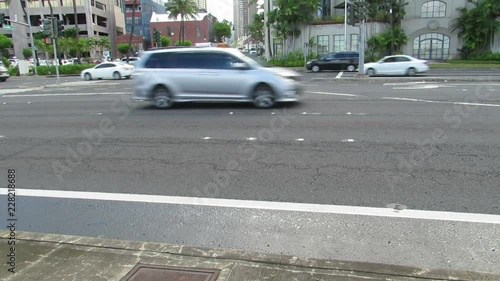 Street traffic on Nimitz Highway in Honolulu on the island of Oahu, Hawaii. photo