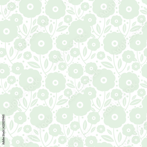 Pale green flowers texture vector pattern. Great for spring and summer wallpa...