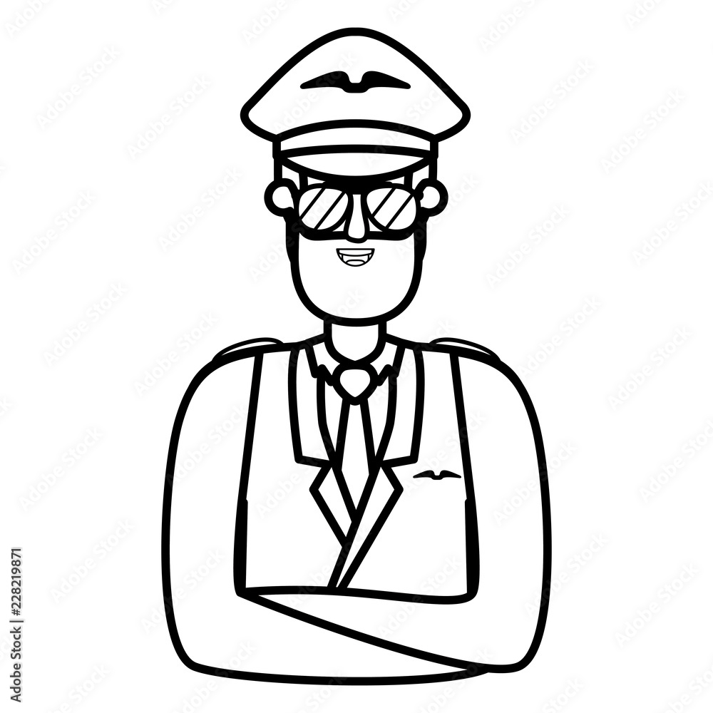 young man pilot with beard avatar character young man pilot with beard avatar character