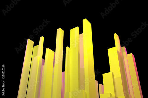 3D rendering. Abstract colorful lighting  pillar block or shapre. Wallpaper for graphic design.