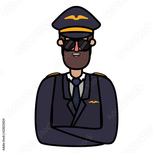 young man pilot with beard avatar character