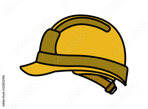 cute builder helmet isolated icon