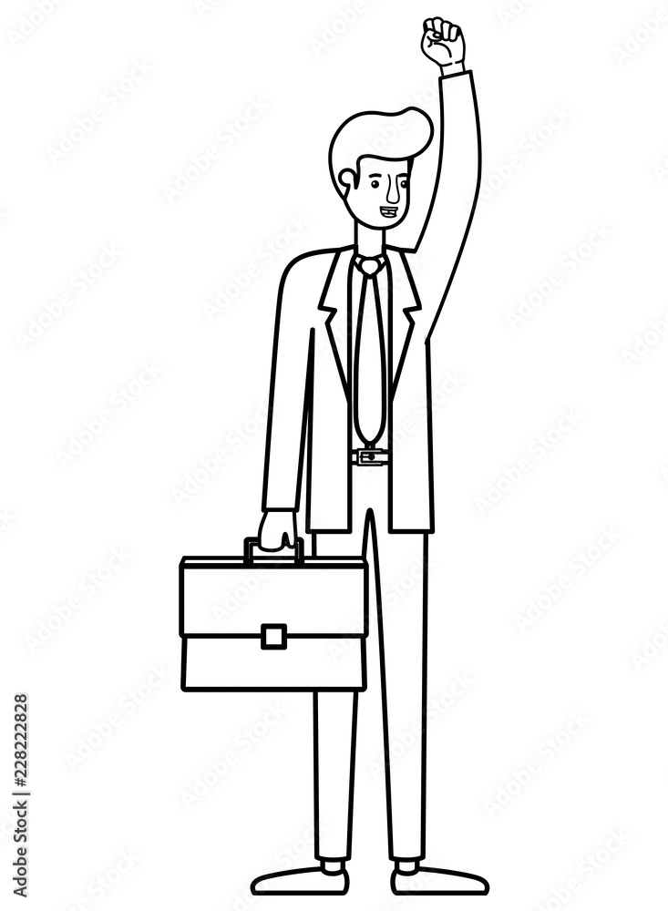 man businessman with hand up avatar character man businessman with hand up avatar character