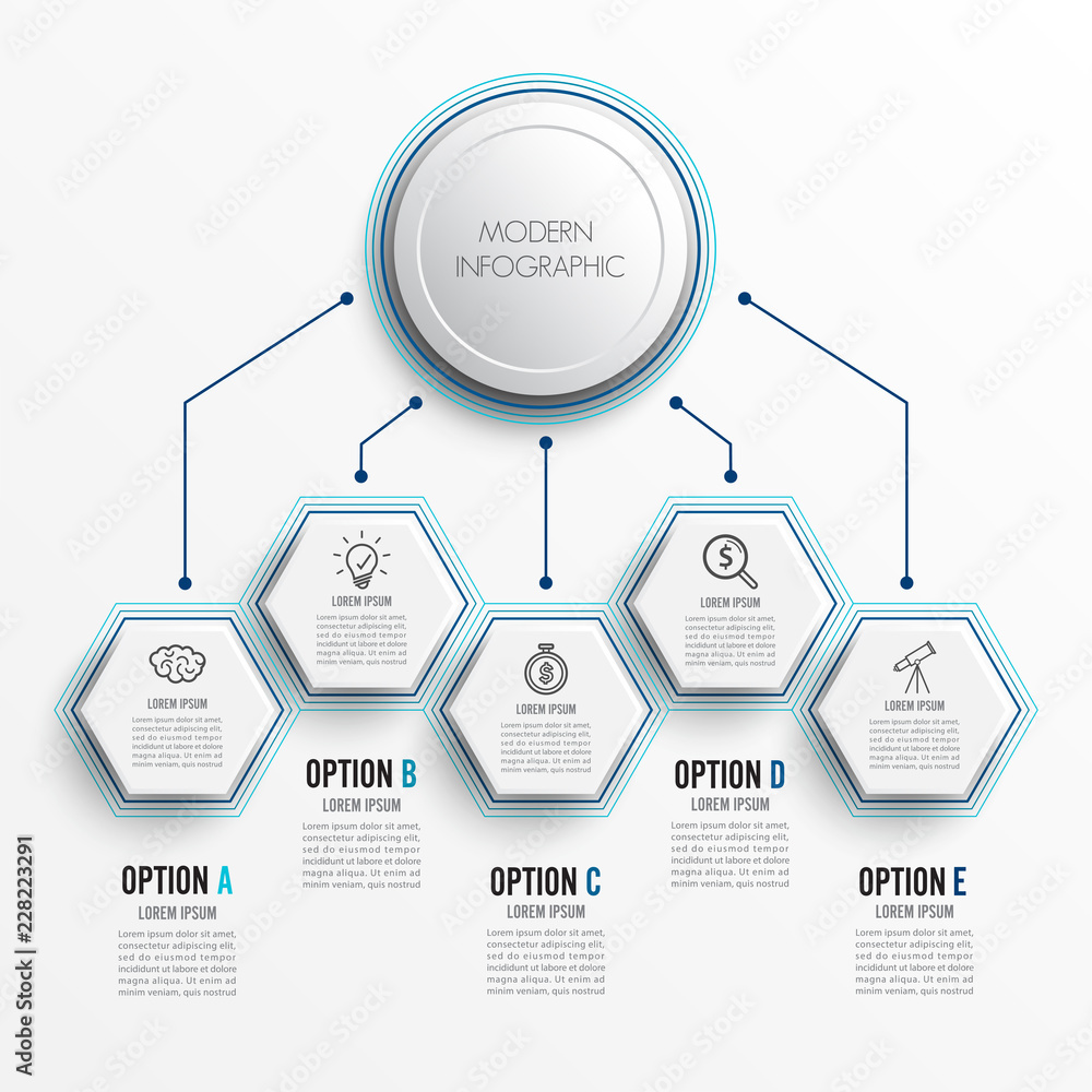 Abstract digital five options. Vector illustration can be used for ...