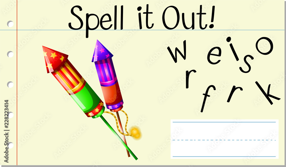 Spell English word fireworks Spell English word fireworks