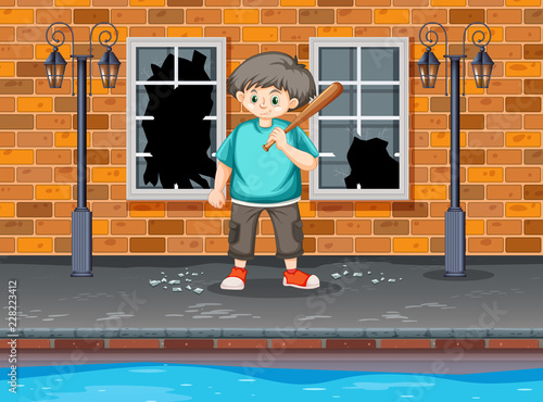Young boy hit the window