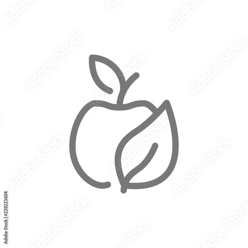 Simple eco apple line icon. Symbol and sign illustration design. Isolated on white background