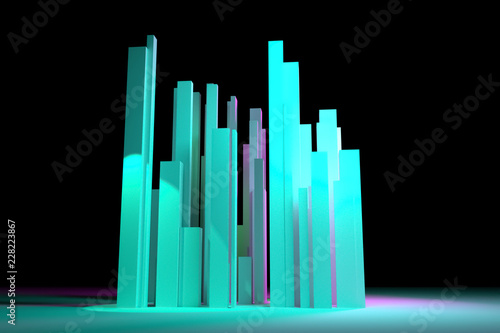 Background abstract colorful lighting  pillar block or shapre for design  graphic resource. 3D rendering.