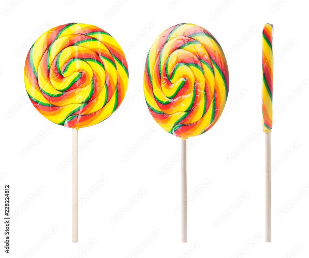Colorful swirl lollipops isolated on white background Colorful swirl lollipops isolated on white background