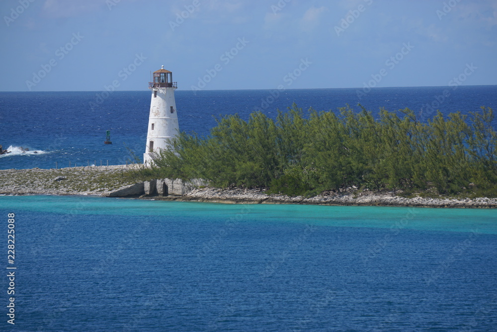 beaches water rocks lighthouse palm trees islands ropes 