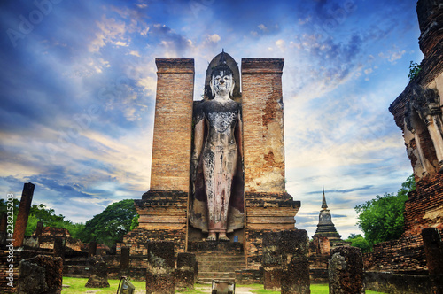 Buddha Statue at Wat Mahathat in Sukhothai Historical Park. photo