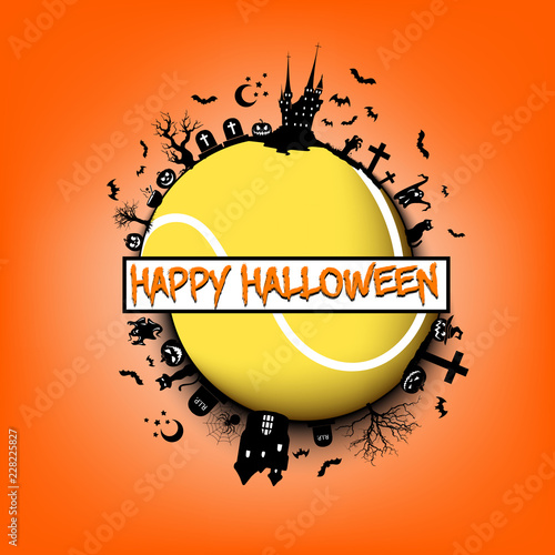 Happy halloween and tennis ball