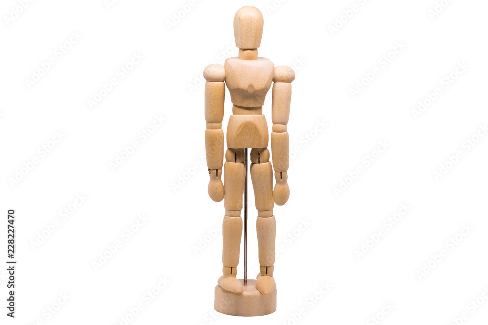 wooden Figure Wondering or Confused on white background wooden Figure Wondering or Confused on white background