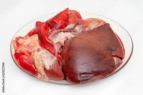 A piece of meat and liver