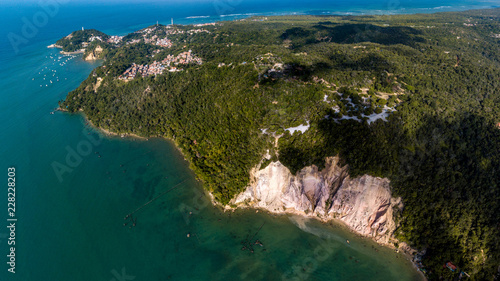 Aerial view of Morro de Sao Paulo, Tinhare Island, Bahia, Brazil