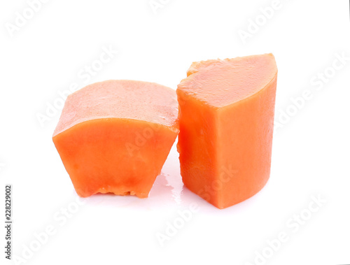 slice papaya isolated on white background.