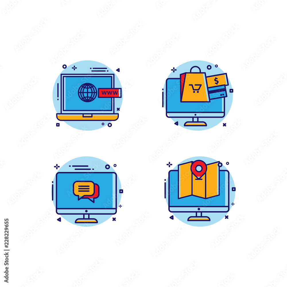 Ecommerce Icon Pop Color Filled Line Ecommerce Icon Pop Color Filled Line