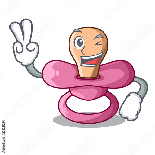 Two finger newborn is sucking a pacifier cartoon